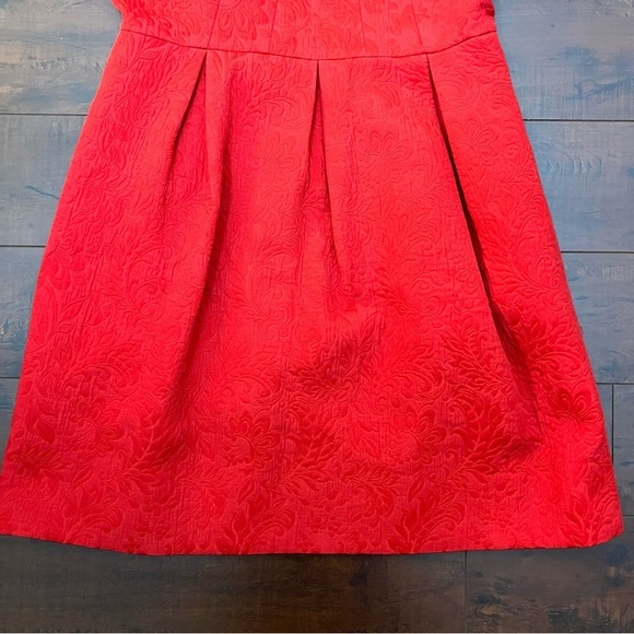 ANTHROPOLOGIE Moulinette Soeurs Red Brocade Dress Red Mini Back Cutout Size 6 - Picture 7 of 14
